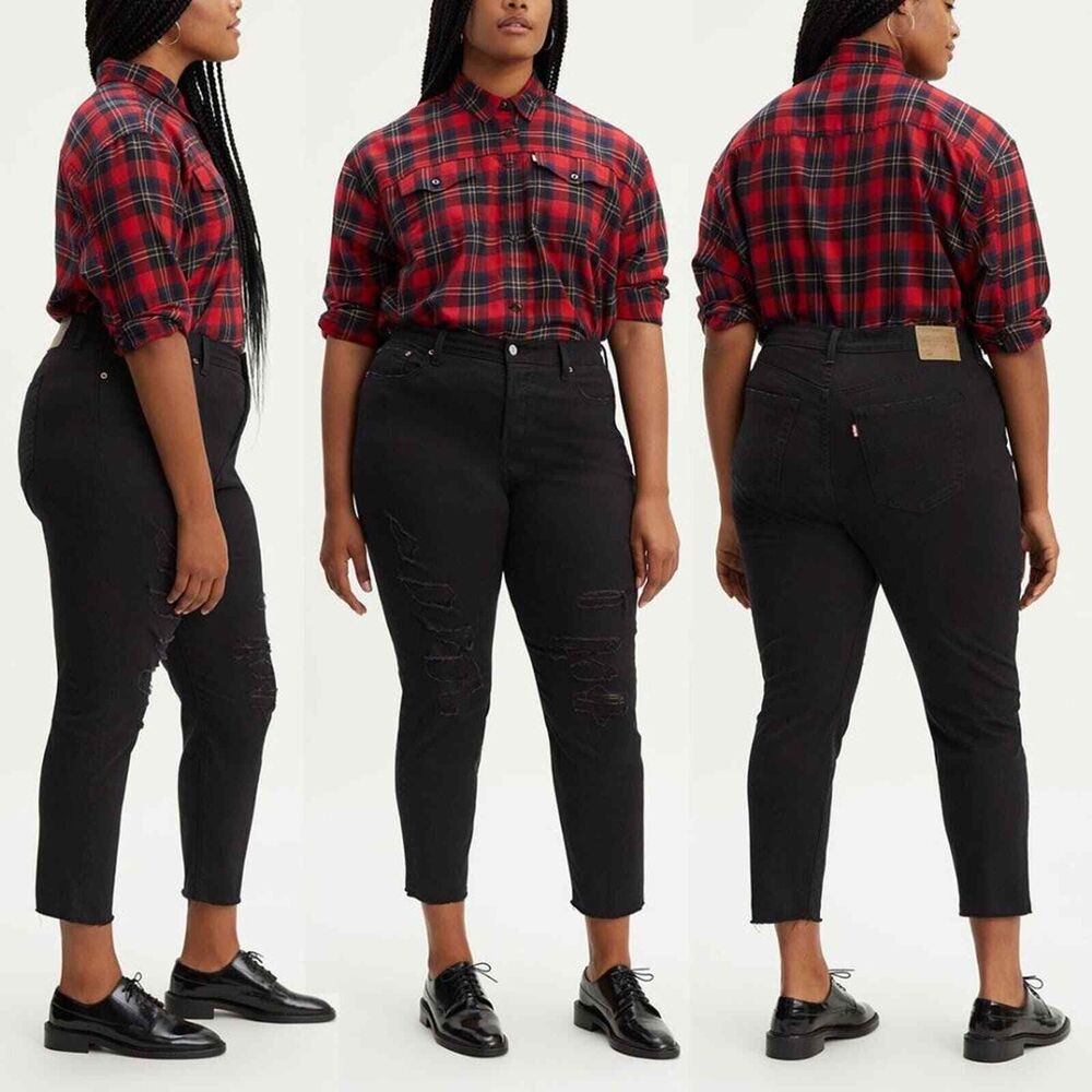 Levi's Women's Premium Wedgie Fit Skinny Black Denim Jeans Plus Size 22W